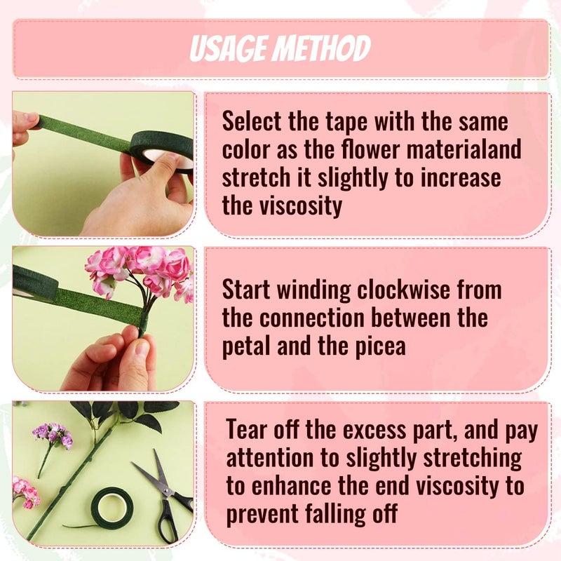Mlurcu Crepe Paper Roll 14 Rolls Wide Crepe Paper Streamers 10 Inch x 8 Feet Artificial Floral Arrangements DIY Flower Making Kits Green Floral Tape and Wire for Wedding Festival Party Decorations - Image 5